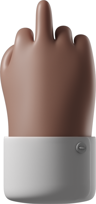 Brown skin hand in white shirt showing middle finger PNG, SVG