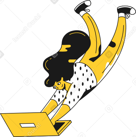 girl working on her laptop Illustration in PNG, SVG