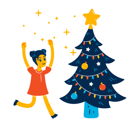 Christmas Tree Illustration in PNG, SVG
