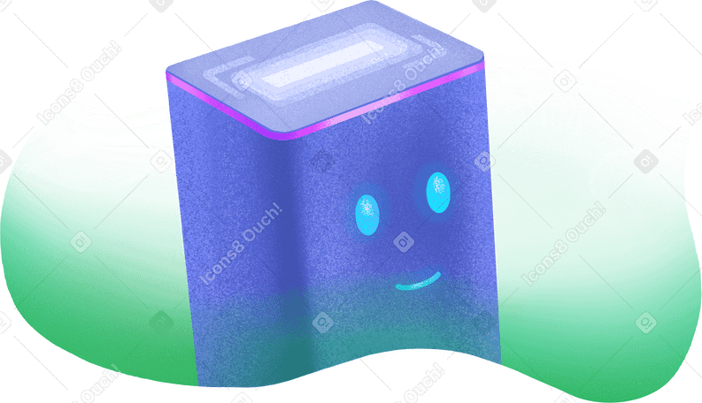 Altoparlante intelligente blu su sfondo verde PNG, SVG