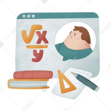 Illustration Cours de maths à distance aux formats PNG, SVG