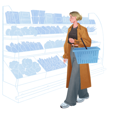 Woman grocery shopping PNG, SVG