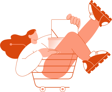 woman with flowing hair in a supermarket cart PNG, SVG