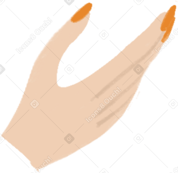 hand with orange nails Illustration in PNG, SVG