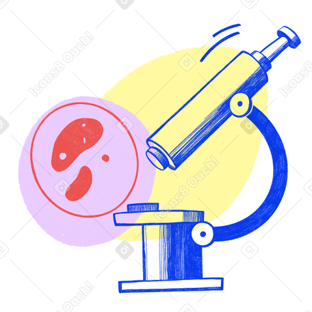 Blue microscope showing molecules Illustration in PNG, SVG