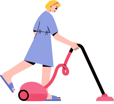 happy girl with a vacuum cleaner PNG, SVG