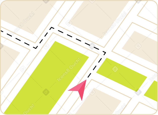 city map with route PNG, SVG