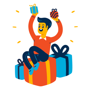Man received a lot of gifts PNG, SVG