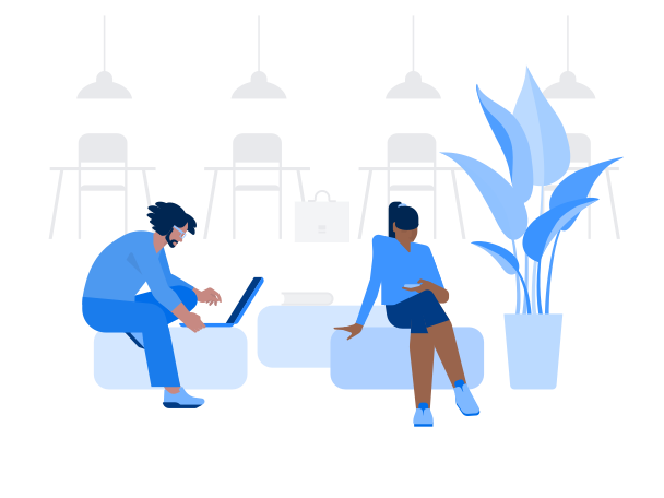 Man and woman work in coworking space Illustration in PNG, SVG