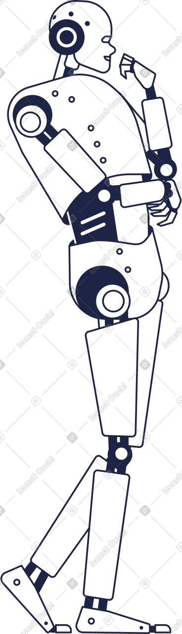 Android robot stands and thinks PNG, SVG