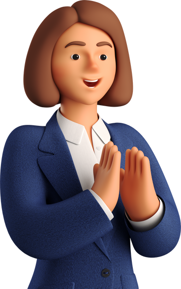 businesswoman in blue suit clapping hands PNG, SVG