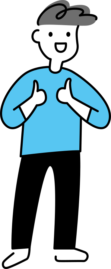 Young man showing thumbs up PNG, SVG