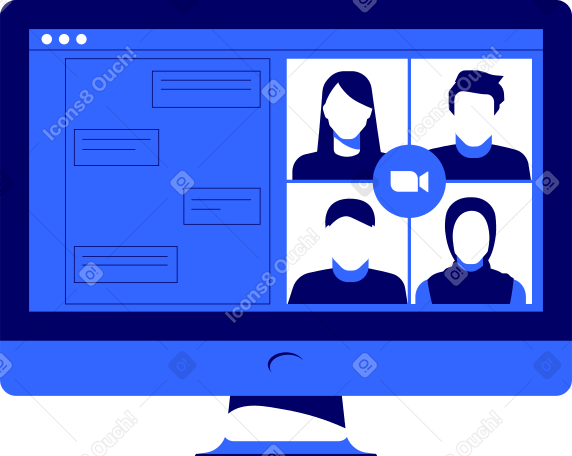 online video call on monitor PNG, SVG