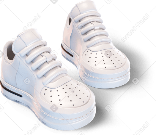 3D white sneakers Illustration in PNG, SVG