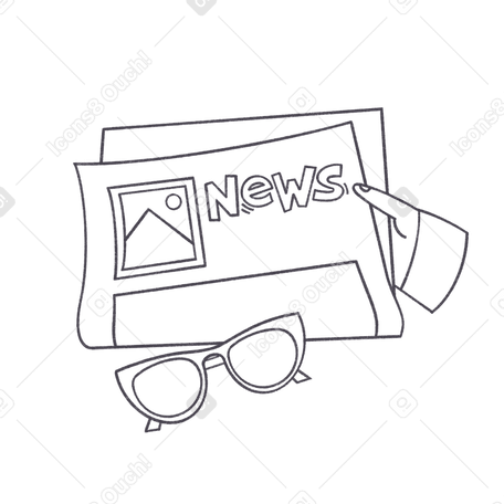 Hand holding newspaper and glasses Illustration in PNG, SVG