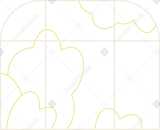 window frame with bushes Illustration in PNG, SVG