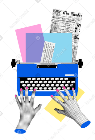 Hände tippen auf einer vintage-schreibmaschine PNG, SVG