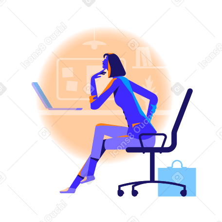 Woman working on laptop in the office Illustration in PNG, SVG