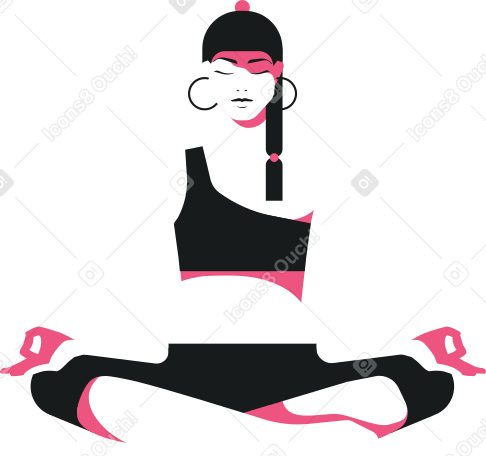 woman in the lotus position with her eyes closed PNG, SVG