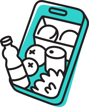 Phone with groceries PNG, SVG