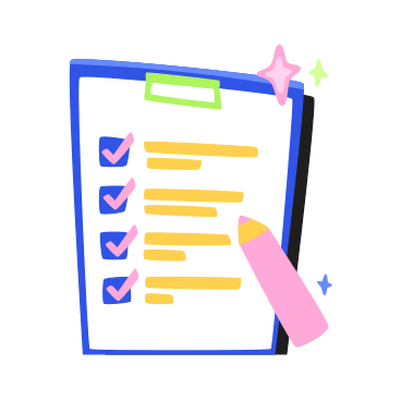 Completed checklist form on a clipboard and pencil animated illustration in GIF, Lottie (JSON), AE