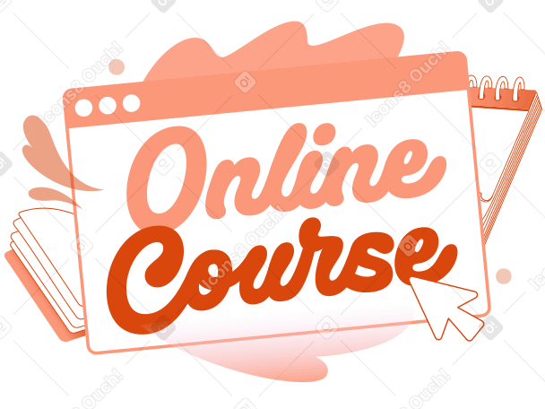Lettering Online Course with pastel clouds and notebooks text PNG, SVG