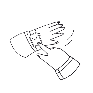 Hand points to the wristwatch PNG, SVG