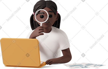 Recruiter sitting in front of laptop and searching for new employees PNG, SVG