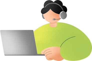 young man in headphones working on a laptop PNG, SVG