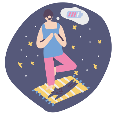 Man and cat doing yoga on a mat in space PNG, SVG