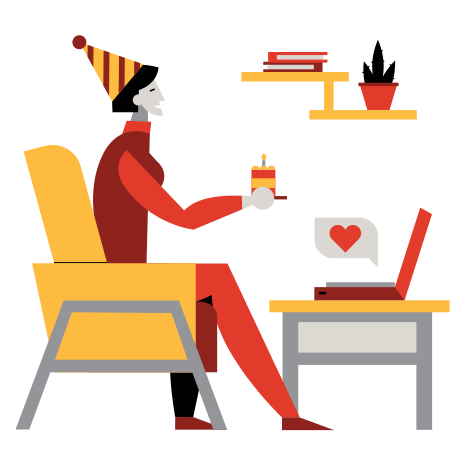 Remote Birthday party Illustration in PNG, SVG