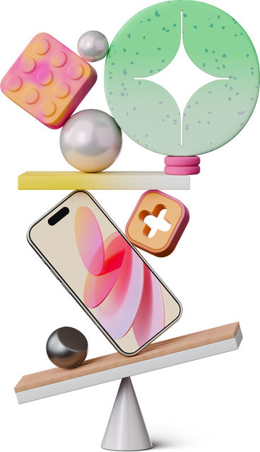 Front view of smartphone with abstract figures в PNG, SVG