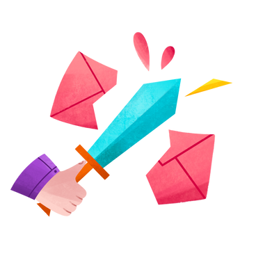 Fighting spam messages with sword PNG, SVG