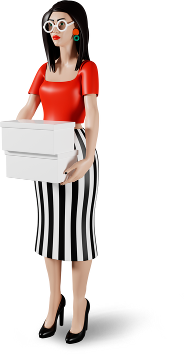 woman holding boxes PNG, SVG
