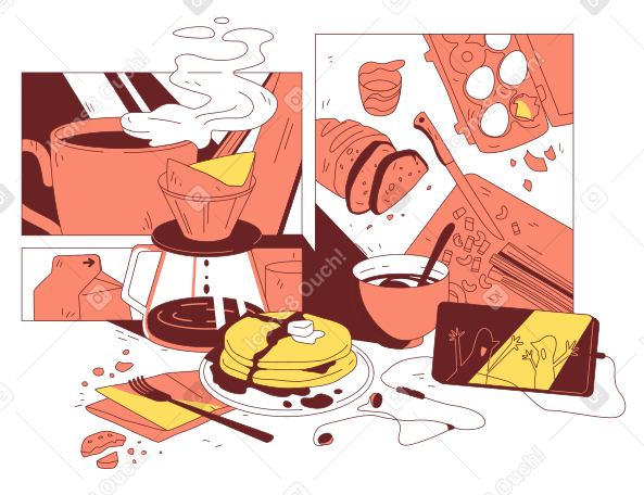 Breakfast aesthetic, morning routine PNG, SVG
