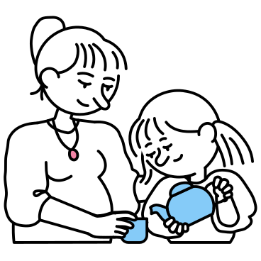 Беременная женщина и ее дочь пьют чай в PNG, SVG