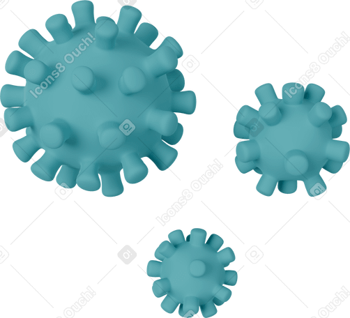 3D Blue coronavirus Illustration in PNG, SVG