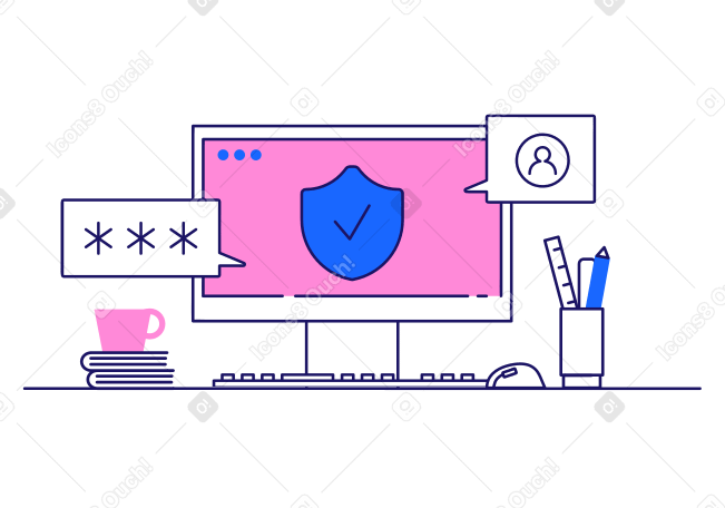 Cyber Security Illustration in PNG, SVG