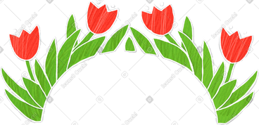 Red tulips arranged in a semicircle PNG, SVG