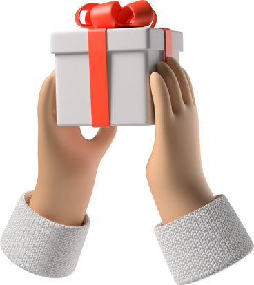 White skin hands holding a gift box PNG, SVG