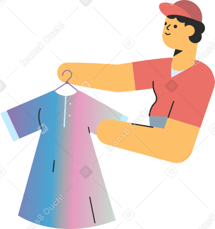 delivery man giving dress Illustration in PNG, SVG