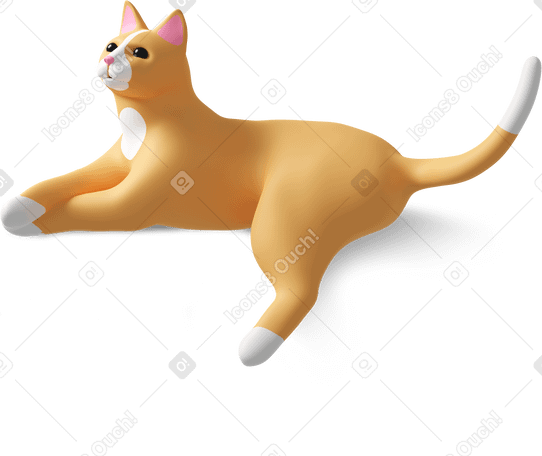3D lying cat Illustration in PNG, SVG