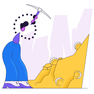 Person with pickaxe mining gold PNG, SVG