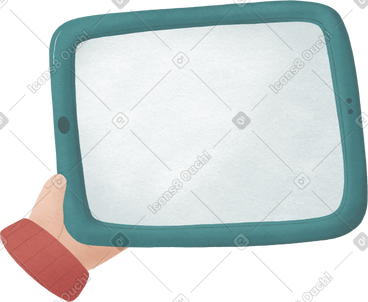 Hand holds an blue ipad PNG, SVG