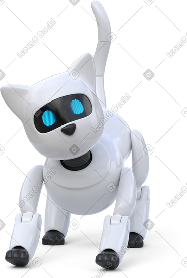 Front view of robot cat playing PNG, SVG