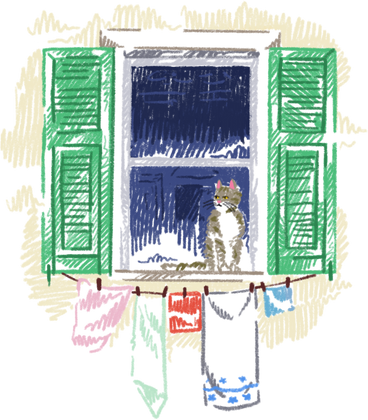 Cat sitting in the window PNG, SVG