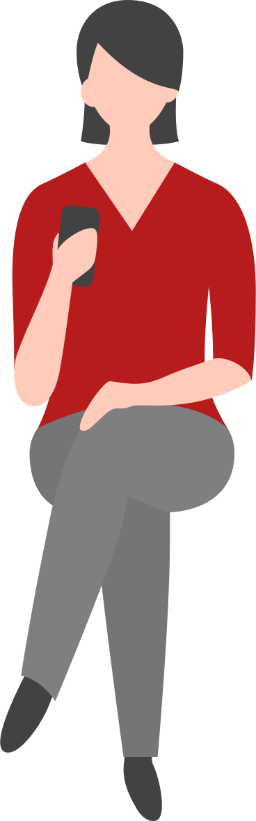 Woman with smartphone sitting PNG, SVG