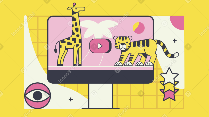 Watching Animal Planet Illustration in PNG, SVG