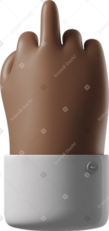 3D 가운데 손가락을 보여주는 흰색 셔츠에 짙은 갈색 피부 손 PNG, SVG