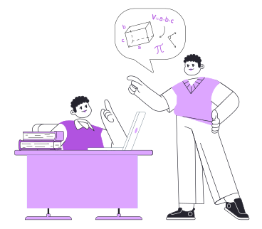 Boy studying and teacher explaining lesson in classroom PNG, SVG